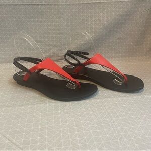 Suren Red Black Flat Thong Sandals 7.5